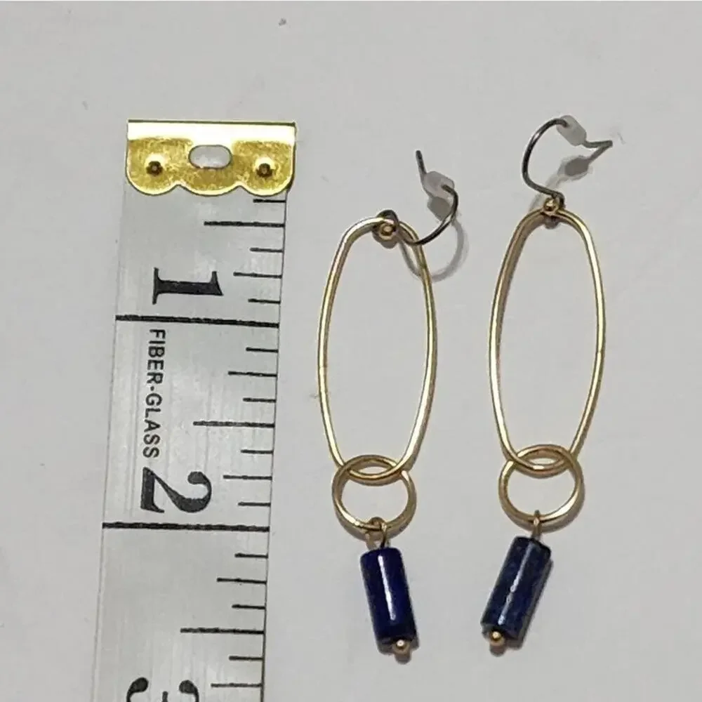 Lucky brand gold tone and blue dangle earrings‎ new!!